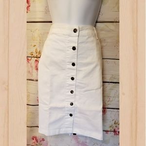 White Denim Button Down Ladies Skirt NWOT